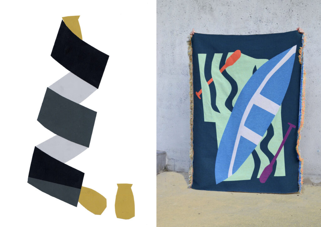 « Ici, tout est permis » tapestry « mon canoë » 130x148, 2022.